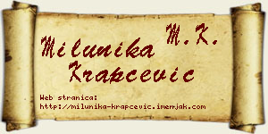 Milunika Krapčević vizit kartica